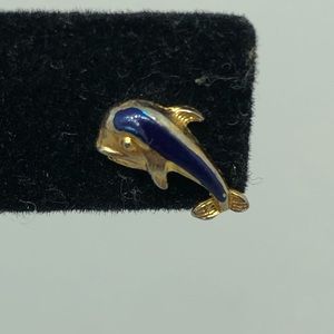 Blue & Gold whale stud earrings